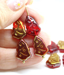 Dark Red Christmas tree beads Czech glass 8pc