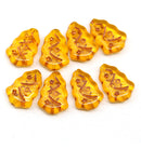 Amber yellow Christmas tree beads Czech glass 8pc