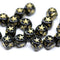 7mm Black cube czech glass beads star ornament, 20pc