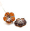 22mm Brown topaz czech glass flower beads, 2pc