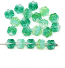 8mm Green daisy flower czech glass beads, 20pc