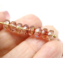 4x7mm Goldish pink vitrail czech glass fire polished rondelle beads 20pc