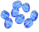 14x10mm Sapphire blue green large geometry hexagon Czech glass beads, 8pc