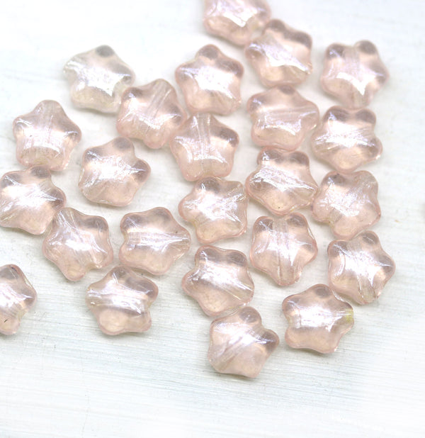 6mm Light pink Czech glass star beads 25pc