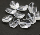 14x10mm Crystal clear large geometry hexagon Czech glass beads, 10pc