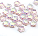 6mm Light pink Czech glass star beads AB finish 25pc