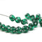 7mm Emerald green cube czech glass beads, golden star ornament, 25pc
