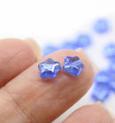 6mm Sapphire Blue Czech glass star beads 25pc