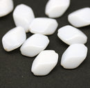 14x10mm White large geometry hexagon Czech glass beads, 10pc