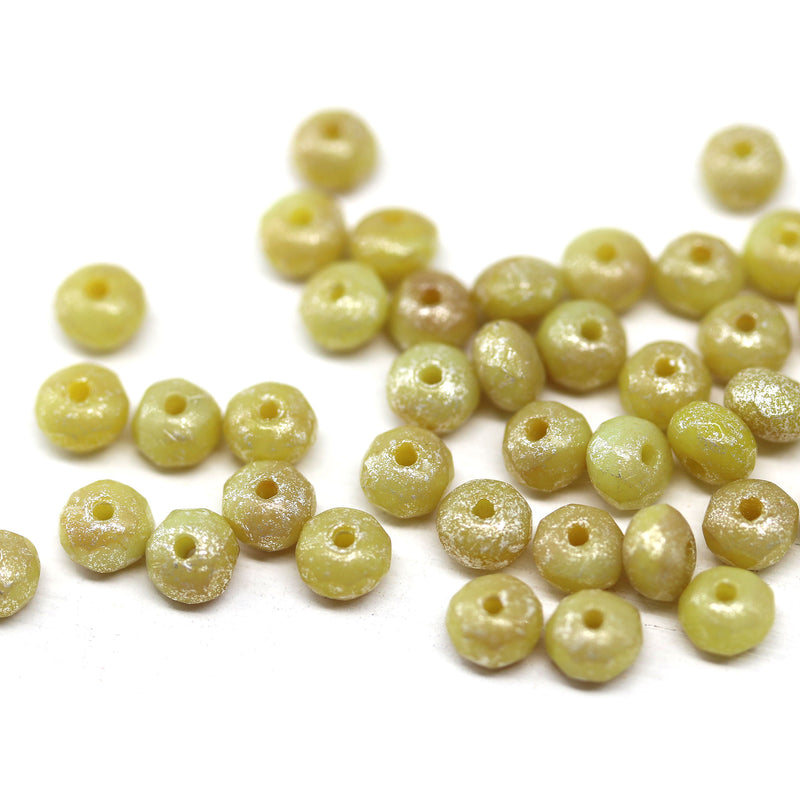 3x5mm Light beige silver wash Czech glass beads - 40pc