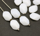 14x10mm White large geometry hexagon Czech glass beads, 10pc