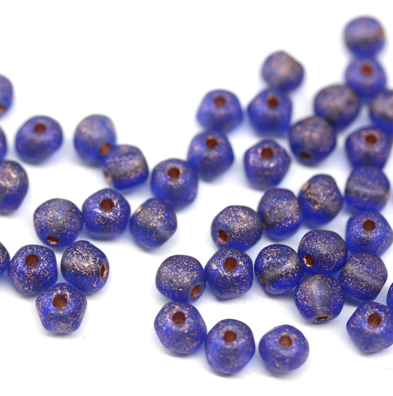 5mm Dark blue organic shape czech glass beads - 50Pc