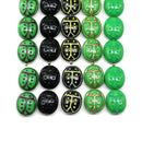 13x11mm Black green glass ladybug czech beads
