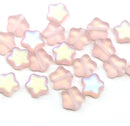 8mm Frosted Light Pink AB finish Czech glass star beads 20pc