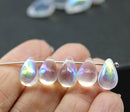 8x13mm Crystal clear AB finish czech glass top drilled teardrops 10pc