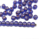 5mm Dark blue organic shape czech glass beads - 50Pc