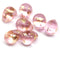 10x13mm Pink teardrops czech glass large briolettes gold flakes, 4pc