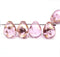 10x13mm Pink teardrops czech glass large briolettes gold flakes, 4pc