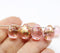 10x13mm Pink teardrops czech glass large briolettes gold flakes, 4pc