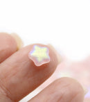 8mm Frosted Light Pink AB finish Czech glass star beads 20pc