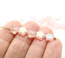 8mm Frosted Light Pink AB finish Czech glass star beads 20pc