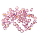 4mm Rose pink AB finish Czech glass beads fire polished - 50Pc