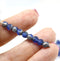 5mm Dark blue organic shape czech glass beads silver - 50Pc