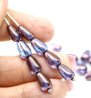 10x6mm Purple blue pear shape teardrop czech glass beads 20pc