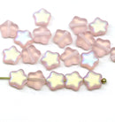 8mm Frosted Light Pink AB finish Czech glass star beads 20pc