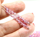 4mm Rose pink AB finish Czech glass beads fire polished - 50Pc