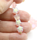 8mm Frosted Light Pink AB finish Czech glass star beads 20pc