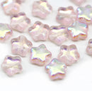 8mm Light Pink AB finish Czech glass star beads 20pc