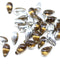 6x10mm Brown silver czech glass top drilled teardrops 30pc