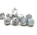 8mm Frosted glass cathedral beads silver coating 10pc