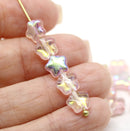 8mm Light Pink AB finish Czech glass star beads 20pc