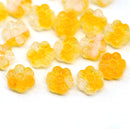 8mm Yellow daisy flower czech glass beads, 20pc