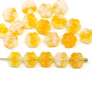 8mm Yellow daisy flower czech glass beads, 20pc