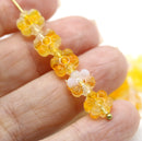 8mm Yellow daisy flower czech glass beads, 20pc