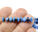 4x6mm Periwinkle blue metallic czech glass teardrop beads 40pc