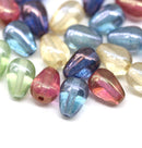 11x7mm Mix of colors pear shape teardrop czech glass beads