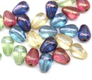 11x7mm Mix of colors pear shape teardrop czech glass beads
