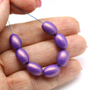 12x8mm Purple barrel czech glass pressed beads, 10pc