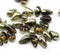 6x10mm Brown gold czech glass top drilled teardrops 30pc