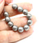 8mm Dark silver metallic round czech glass druk beads, 15Pc