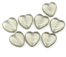 16x15mm Light grey heart Czech glass pressed beads, 8pc