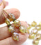 9x8mm Brown yellow rustic silver wash flat oval wavy czech glass beads, 20Pc