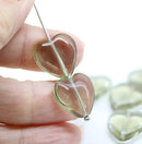 16x15mm Light grey heart Czech glass pressed beads, 8pc