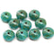 6x8mm Turquoise green picasso czech glass rondelle beads - 10pc