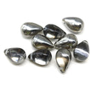 8x13mm Gunmetal czech glass top drilled teardrops 10pc