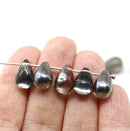 8x13mm Gunmetal czech glass top drilled teardrops 10pc